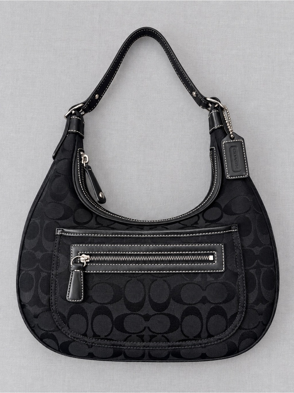 Vintage Coach Black Signature Jacquard Soho Hobo Bag Y2K